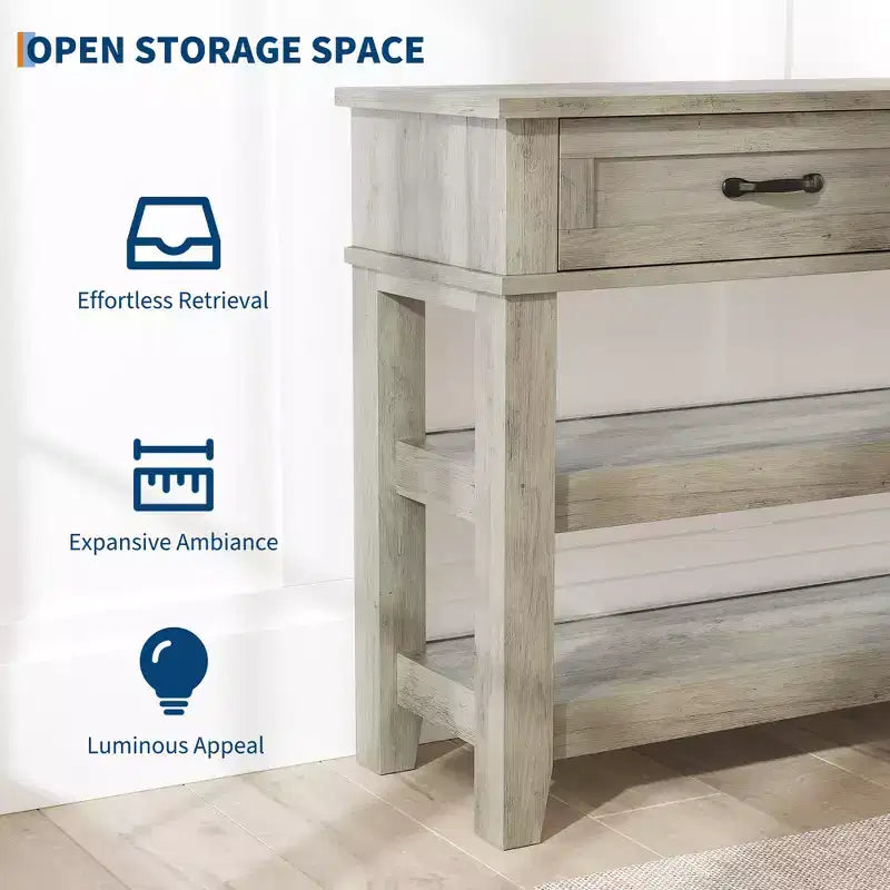 Console de ferme en bois à 3 niveaux avec 2 tiroirs de rangement