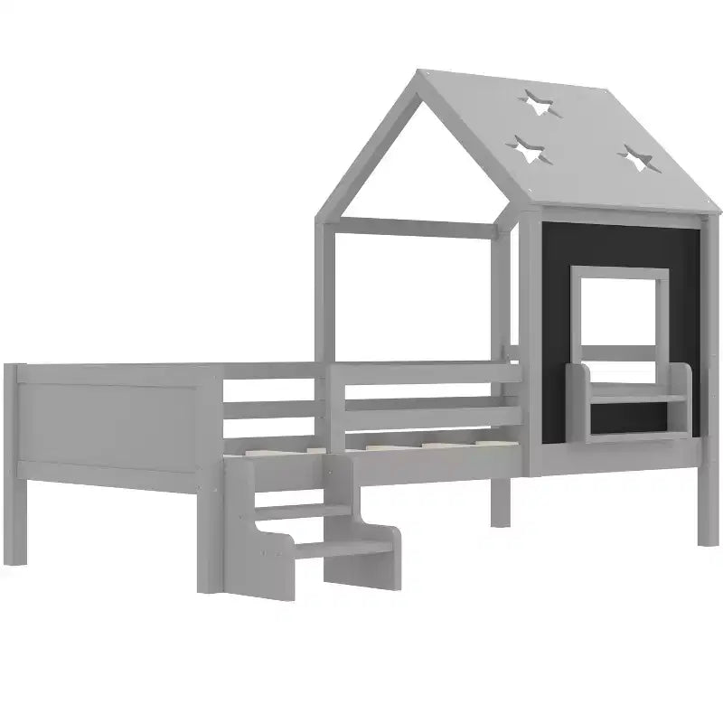 Lit cabane double/grand avec escaliers et fenêtre massif