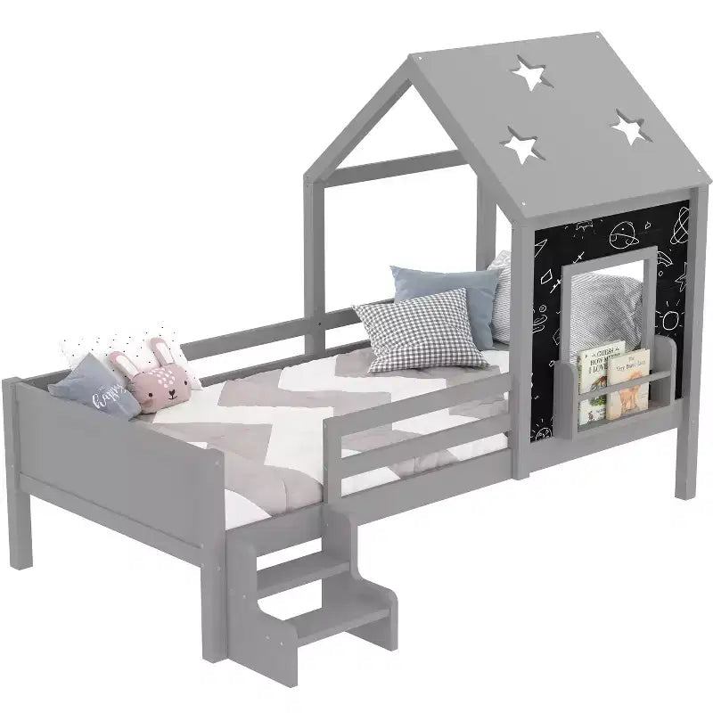 Lit cabane double/grand avec escaliers et fenêtre massif