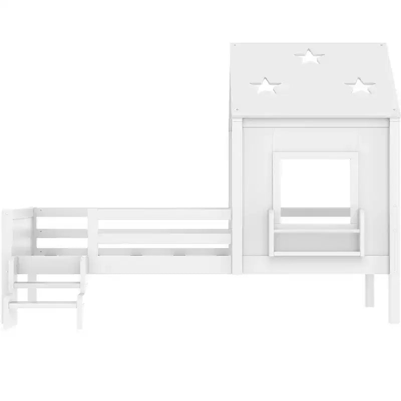 Lit cabane double/grand avec escaliers et fenêtre massif