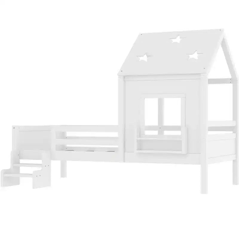 Lit cabane double/grand avec escaliers et fenêtre massif