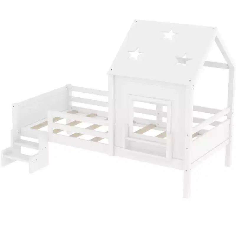Lit cabane double/grand avec escaliers et fenêtre massif