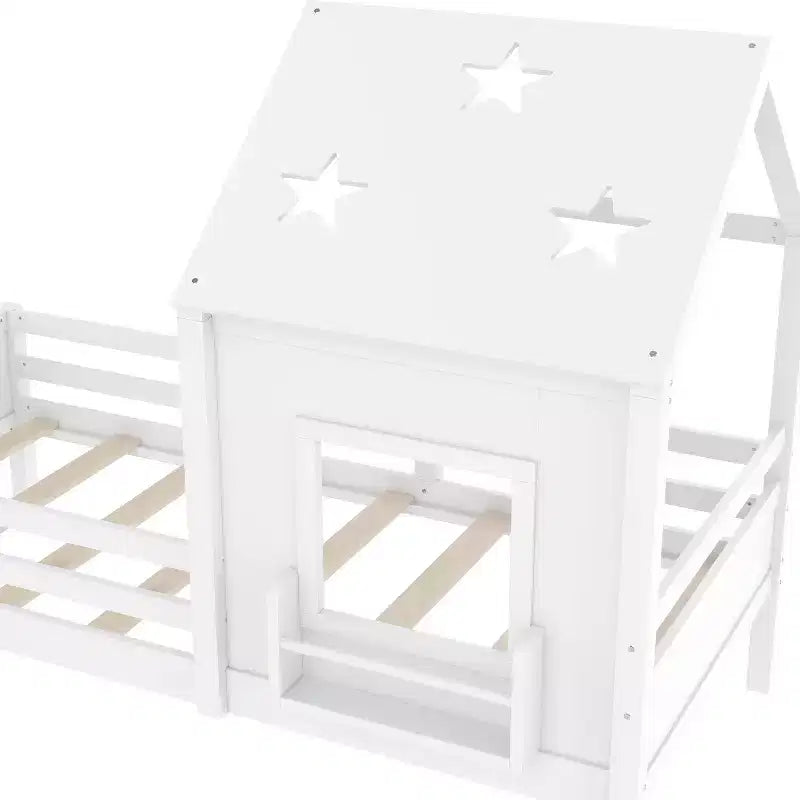 Lit cabane double/grand avec escaliers et fenêtre massif