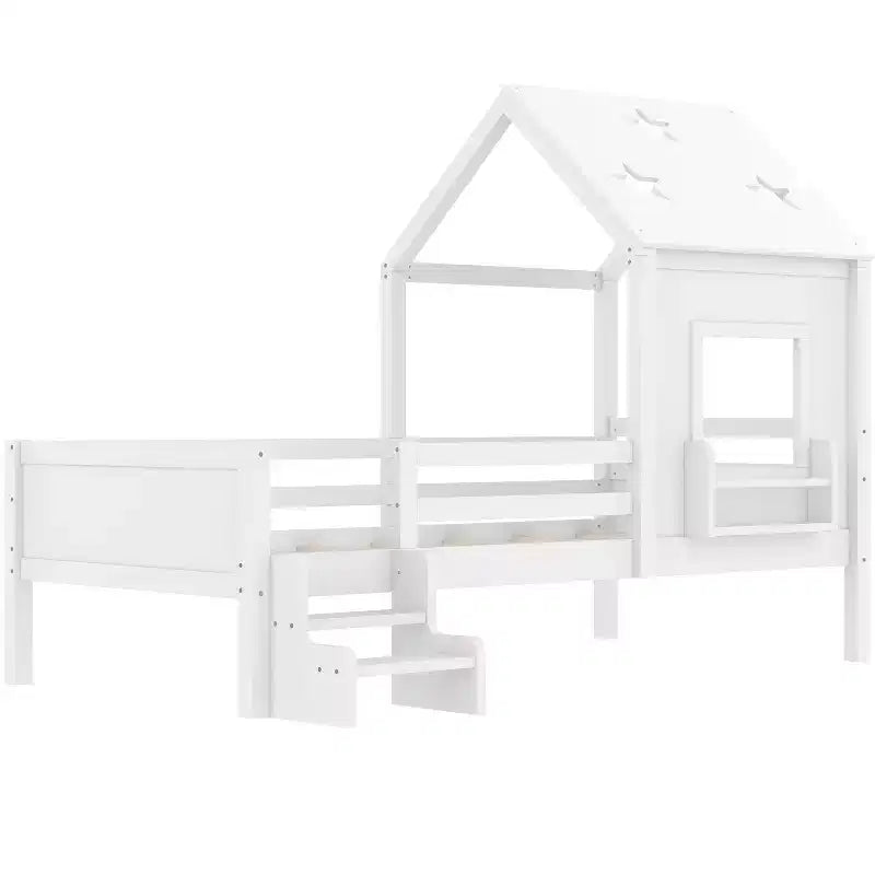 Lit cabane double/grand avec escaliers et fenêtre massif