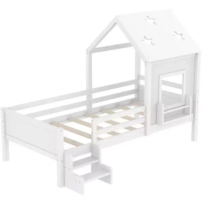 Lit cabane double/grand avec escaliers et fenêtre massif