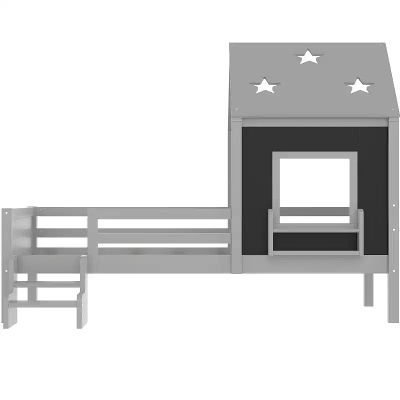 Lit cabane double/grand avec escaliers et fenêtre massif