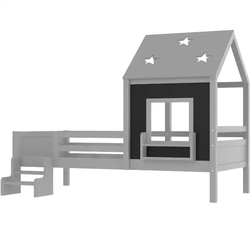 Lit cabane double/grand avec escaliers et fenêtre massif