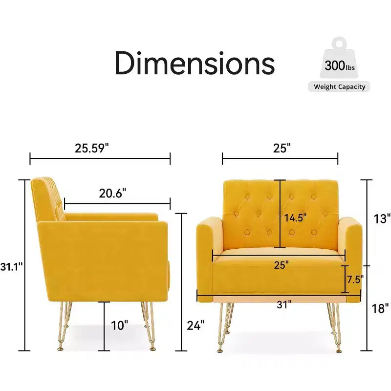 Canapé Fauteuil capitonné en Velours Moderne