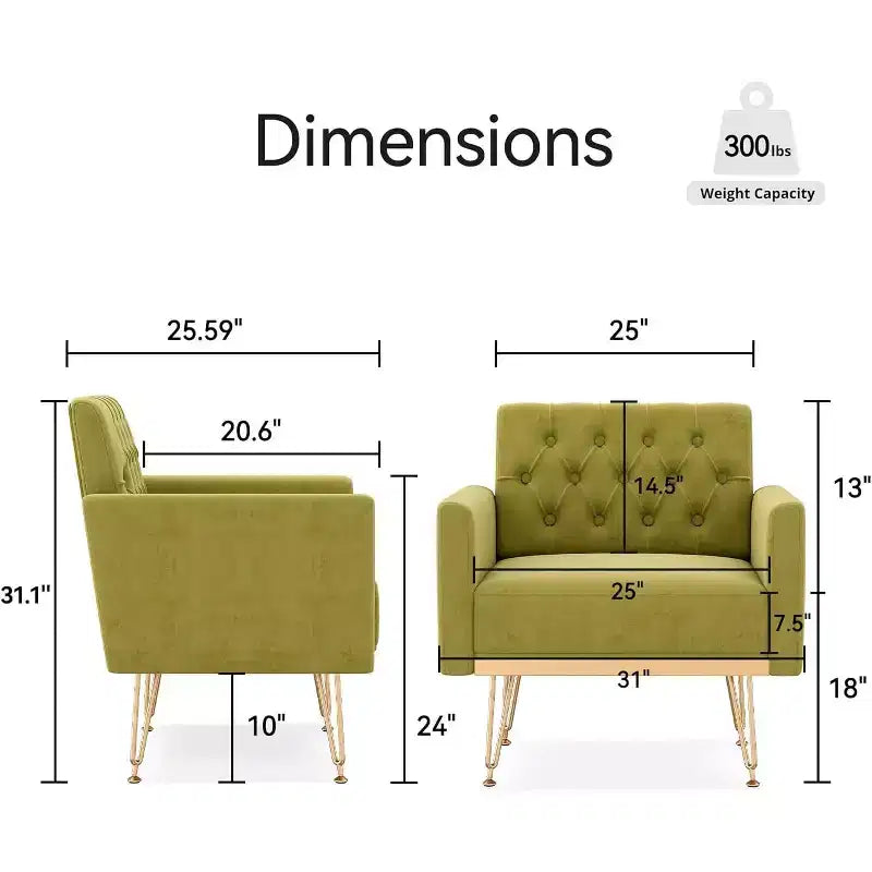 Canapé Fauteuil capitonné en Velours Moderne