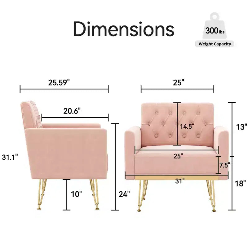 Canapé Fauteuil capitonné en Velours Moderne