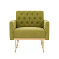GDFStudio Sam Modern Velvet Upholstered Button Armchair Sofa Chair with Gold Metal Leg