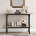 Narrow 2-Tier Industrial Entryway Console Table with Storage Shelf Thin Behind Couch Sofa Table Farmhouse Style