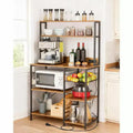 4-Tier Kitchen Bakers Rack & Microwave Stand with Storage. Coffee Bar Station & Spice Utility Shelf Rack with 5 S-Hooks