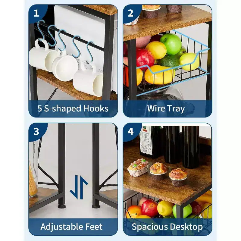 Étagère de cuisine à 4 niveaux