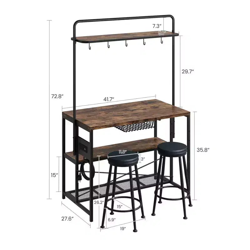 Table de salle à manger îlot de cuisine industriel avec prise de courant