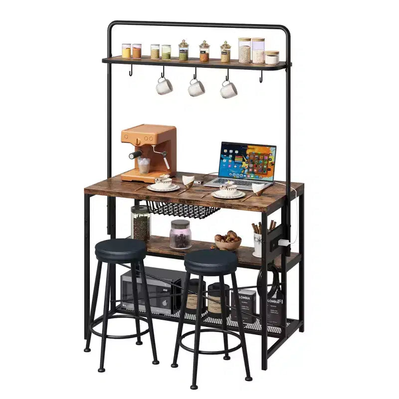 Table de salle à manger îlot de cuisine industriel avec prise de courant