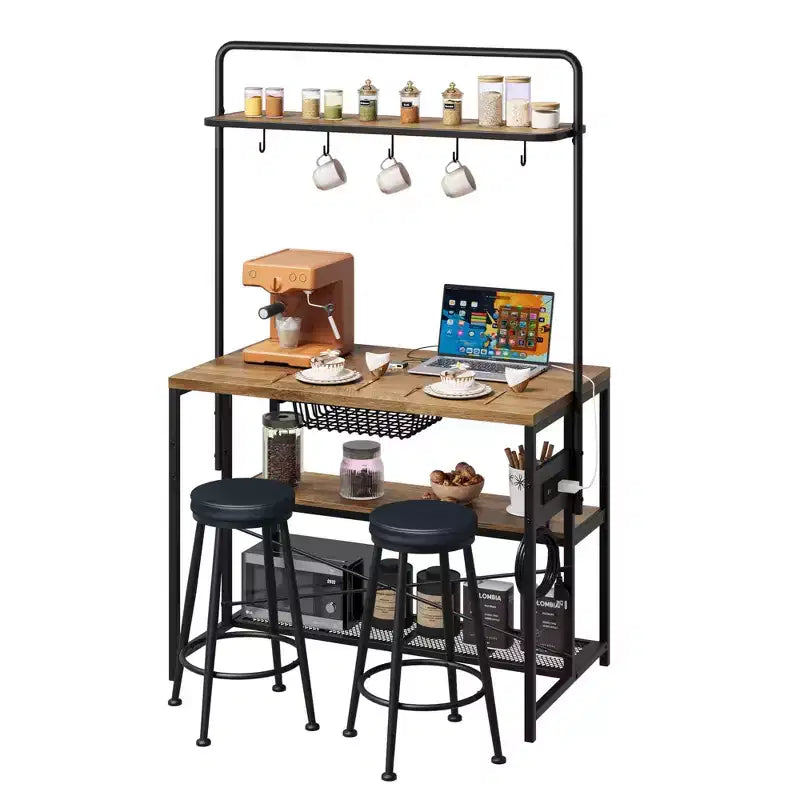 Table de salle à manger îlot de cuisine industriel avec prise de courant