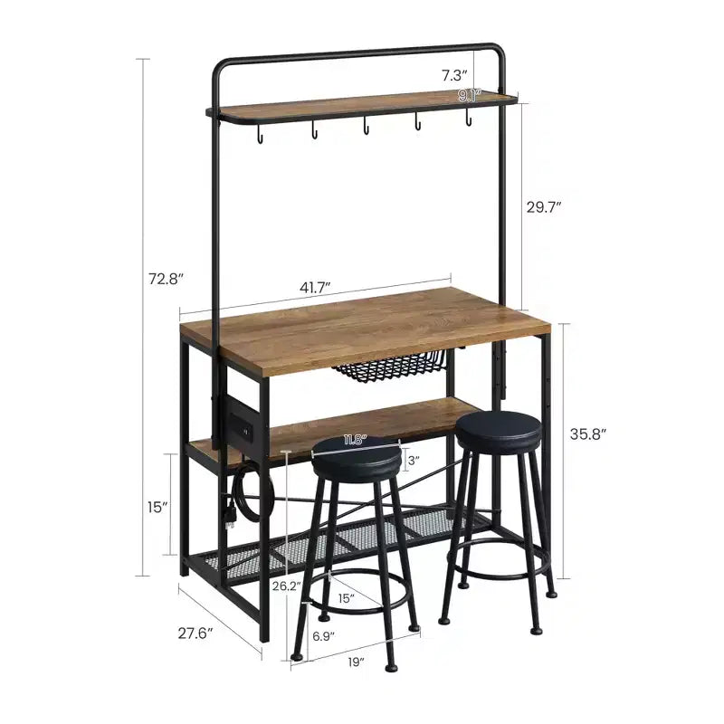 Table de salle à manger îlot de cuisine industriel avec prise de courant