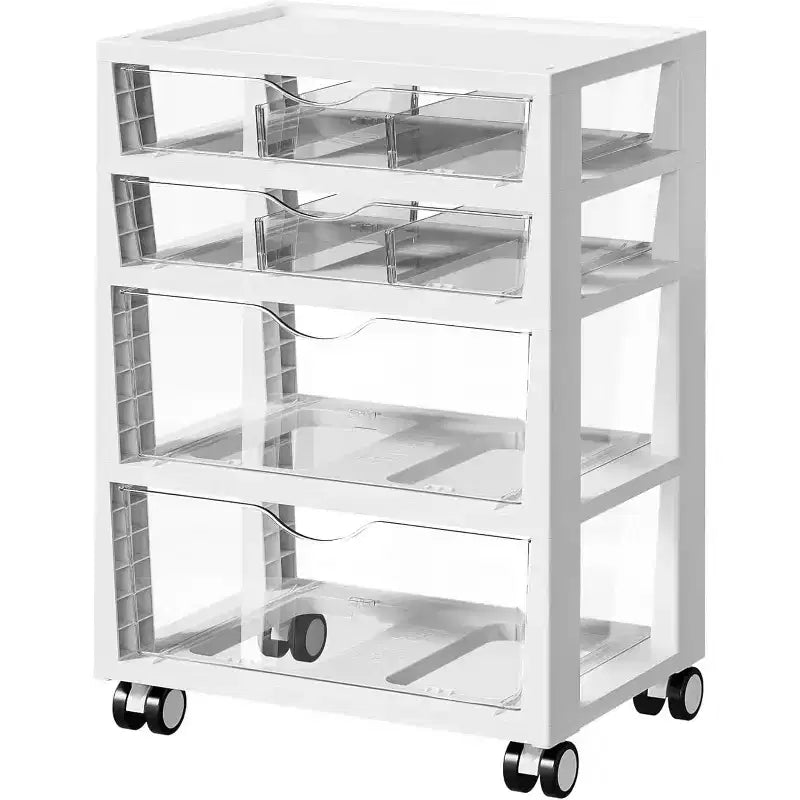 Vtopmart 4-Tier Plastic Drawer Storage Rolling Cart with Wheels for Art Crafts Supplies Home Office Supplies Toys Under Desk Storage