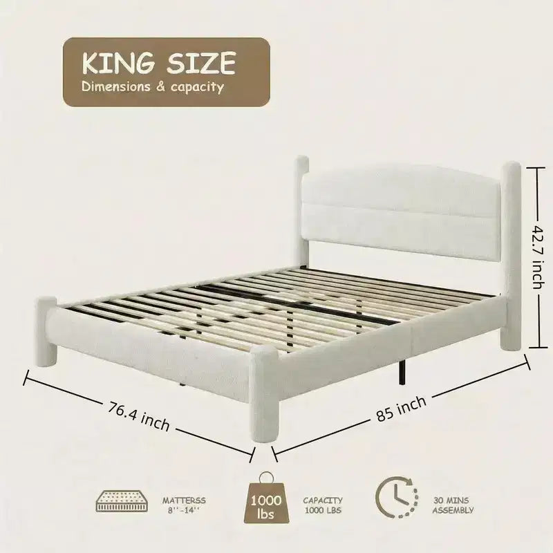 Cadre de lit plateforme nuage rembourré en boucle King Size