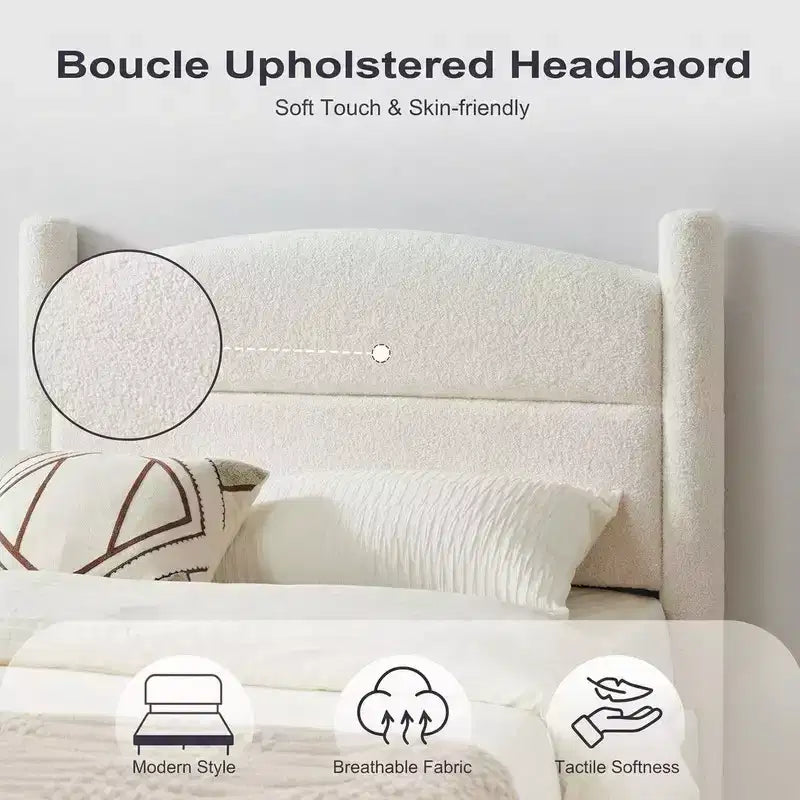 Cadre de lit plateforme nuage rembourré en boucle King Size