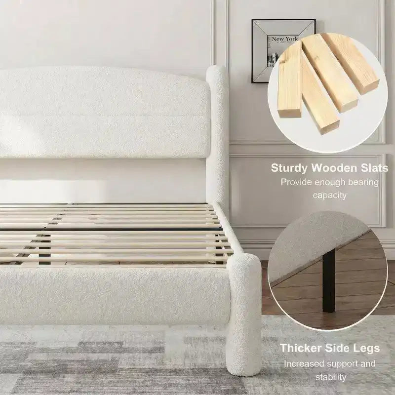 Cadre de lit plateforme nuage rembourré en boucle King Size