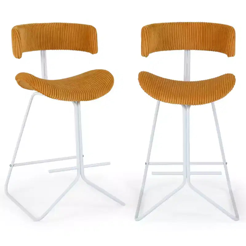 Costway Counter Height Stools Set of 2 with Curved Back Padded Seat Metal Legs Footrest