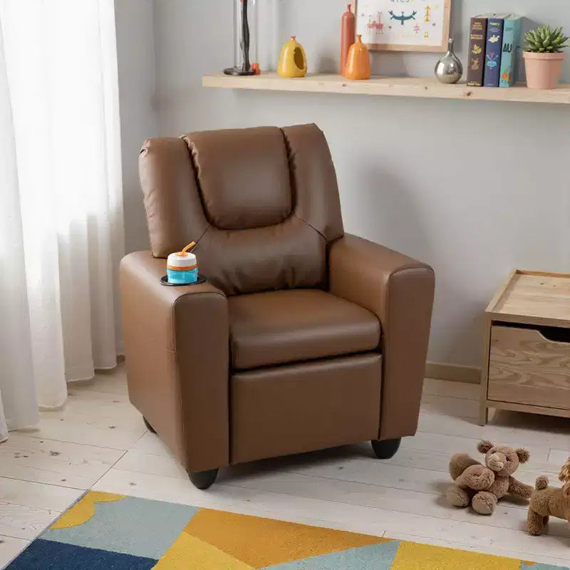 Fauteuil inclinable pour enfants avec porte-gobelet, dossier et repose-pieds réglables pour garçons