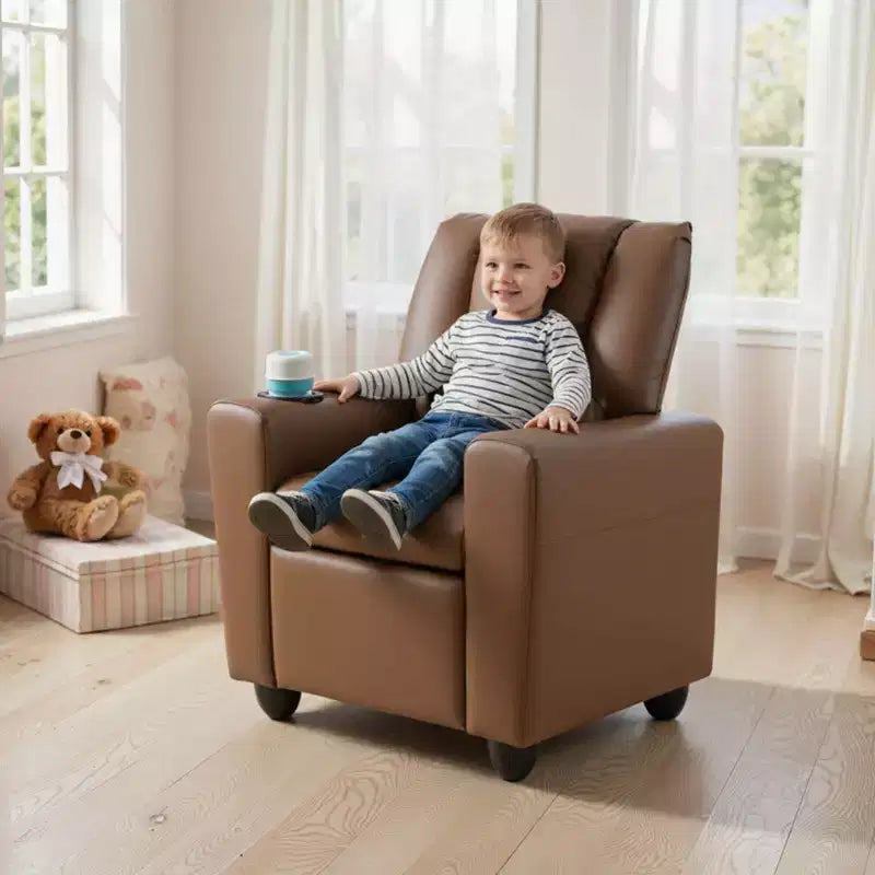 Fauteuil inclinable pour enfants avec porte-gobelet, dossier et repose-pieds réglables pour garçons