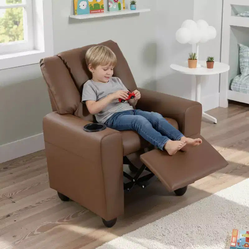 Fauteuil inclinable pour enfants avec porte-gobelet, dossier et repose-pieds réglables pour garçons
