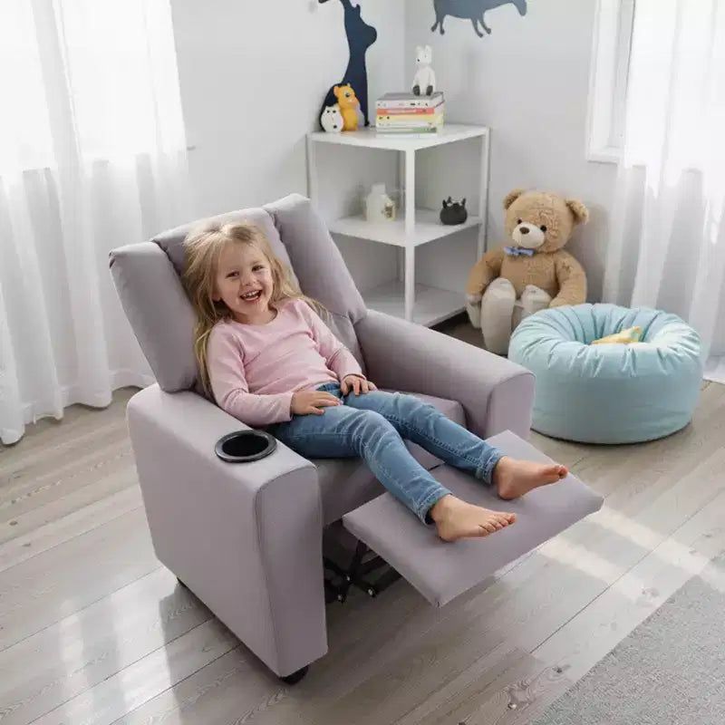 Fauteuil inclinable pour enfants avec porte-gobelet, dossier et repose-pieds réglables pour garçons