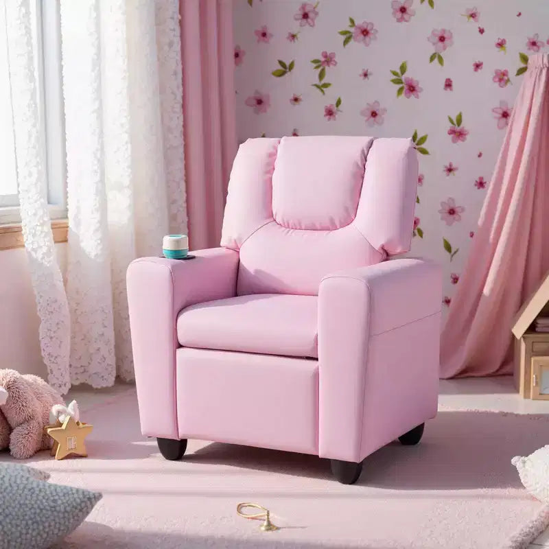 Fauteuil inclinable pour enfants avec porte-gobelet, dossier et repose-pieds réglables pour garçons
