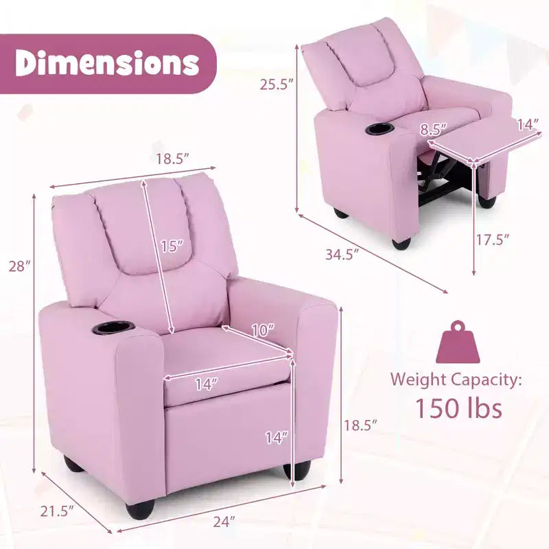Fauteuil inclinable pour enfants avec porte-gobelet, dossier et repose-pieds réglables pour garçons