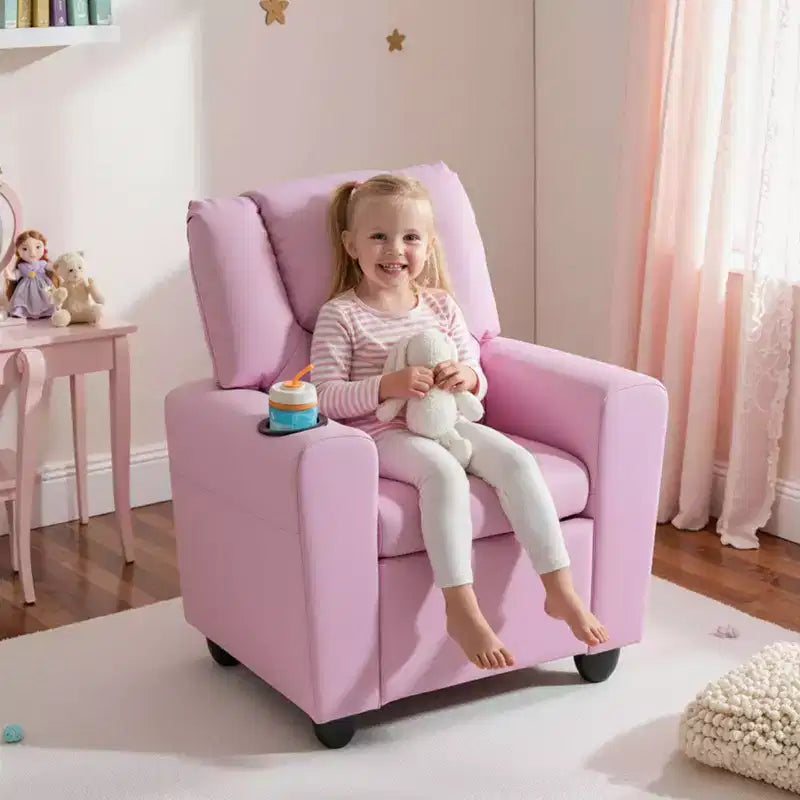 Fauteuil inclinable pour enfants avec porte-gobelet, dossier et repose-pieds réglables pour garçons