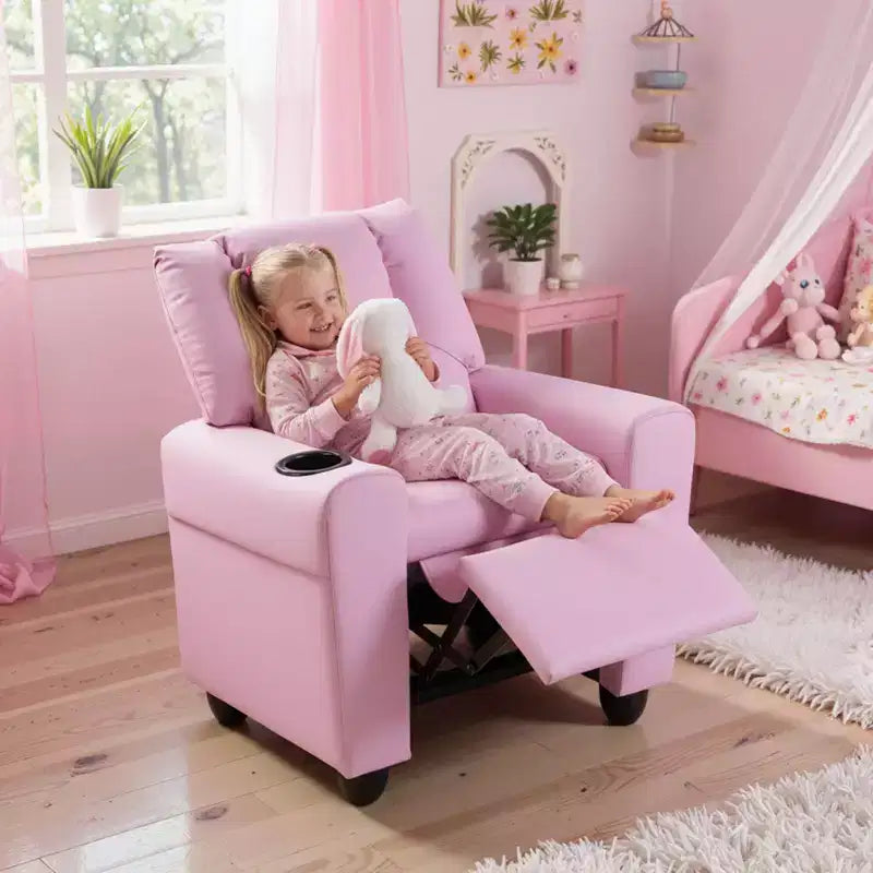 Fauteuil inclinable pour enfants avec porte-gobelet, dossier et repose-pieds réglables pour garçons