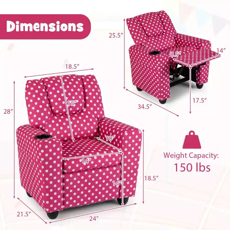 Fauteuil inclinable pour enfants avec porte-gobelet, dossier et repose-pieds réglables pour garçons