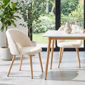 GDFStudio Winwin Modern Teddy Velvet Upholstered Dining Chairs with Beech Legs (Set of 2)