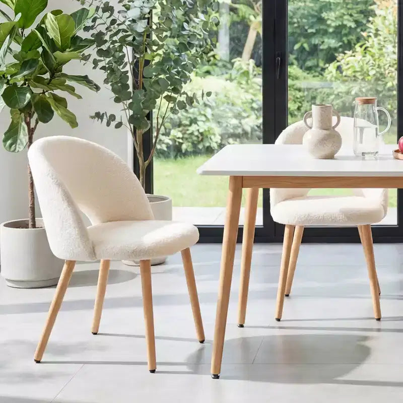 GDFStudio Winwin Modern Teddy Velvet Upholstered Dining Chairs with Beech Legs (Set of 2)