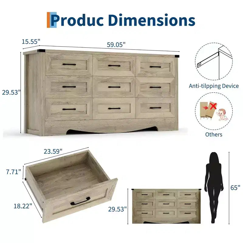Commode, commode en bois de style rustique moderne du milieu du siècle