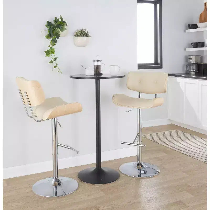 Lot de 2 tabourets de bar réglables chromés