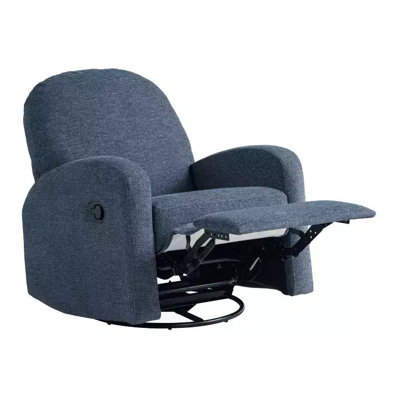 Fauteuil inclinable pivotant et basculant en tissu tressé bleu