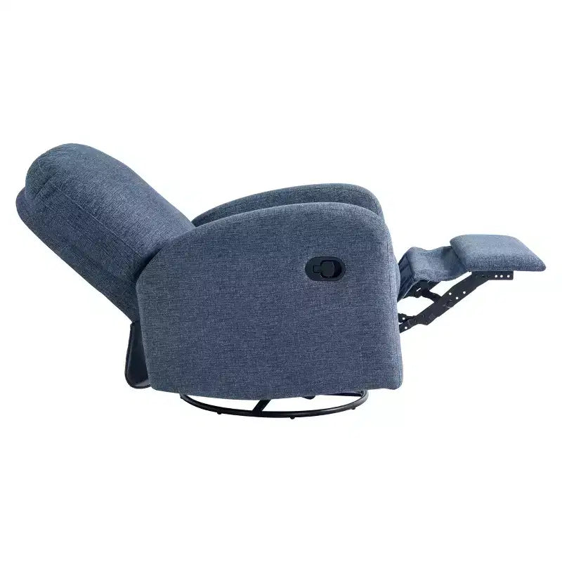 Fauteuil inclinable pivotant et basculant en tissu tressé bleu