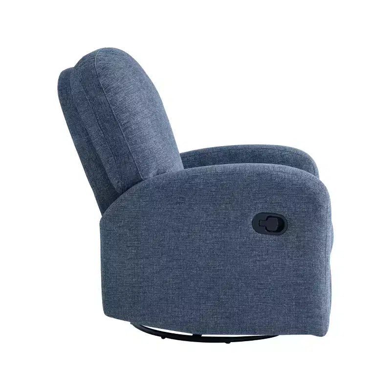 Fauteuil inclinable pivotant et basculant en tissu tressé bleu