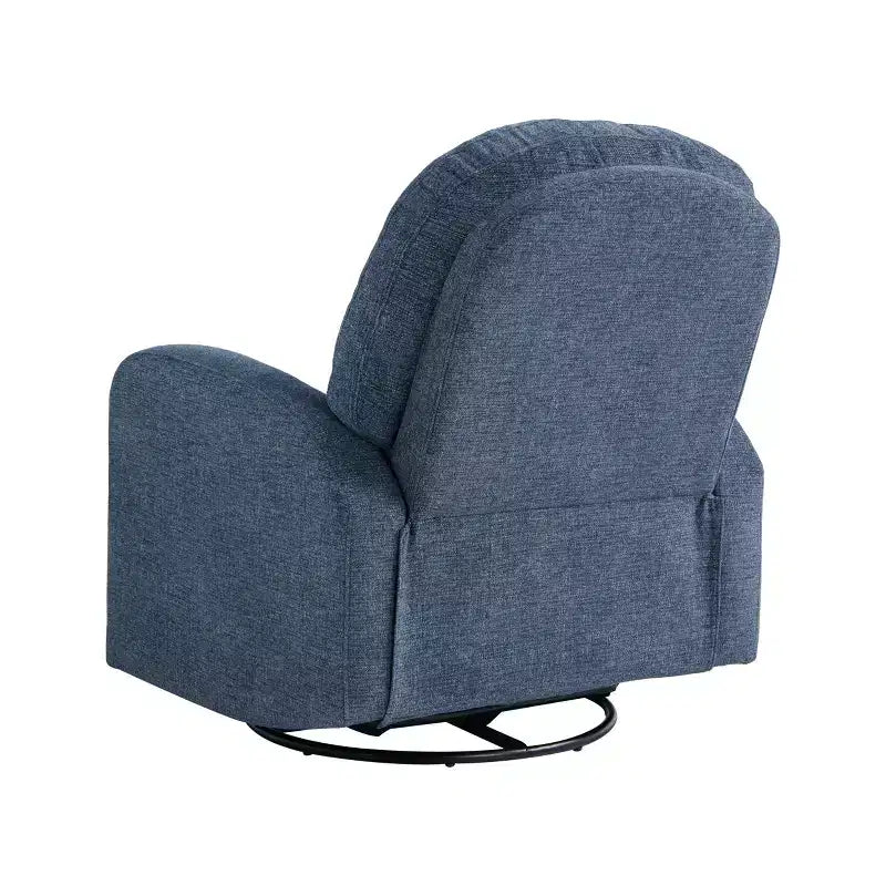 Fauteuil inclinable pivotant et basculant en tissu tressé bleu