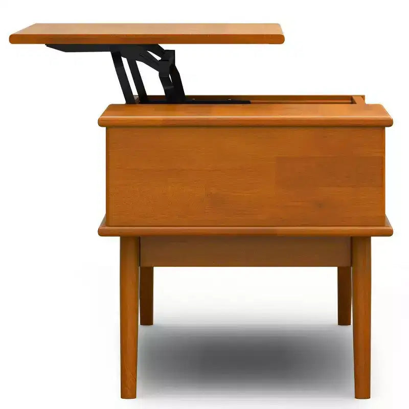 Table basse relevable Teck Marron : Rangement Moderne Milieu de Siècle