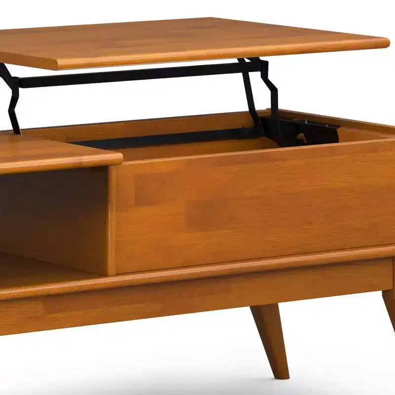 Table basse relevable Teck Marron : Rangement Moderne Milieu de Siècle