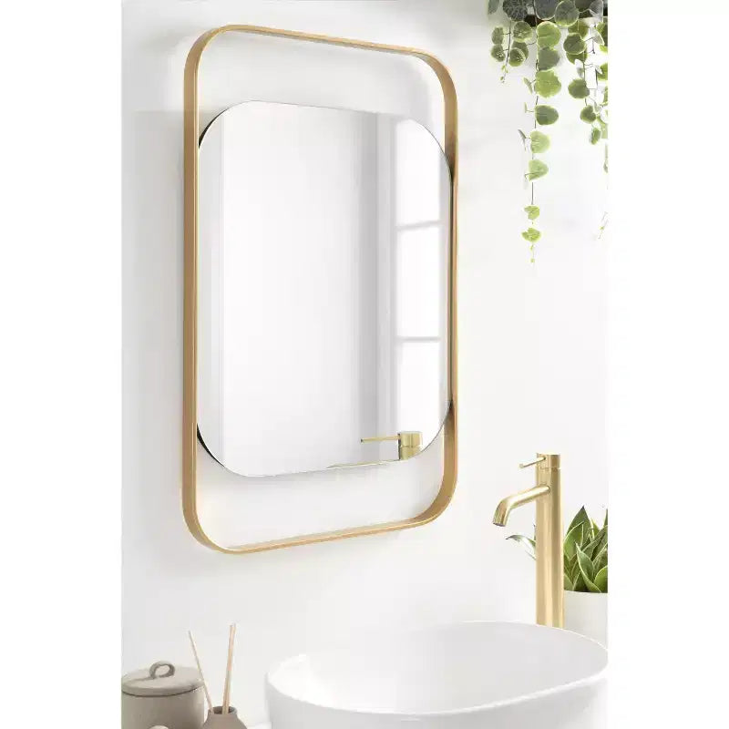 Miroir rectangulaire en métal doré