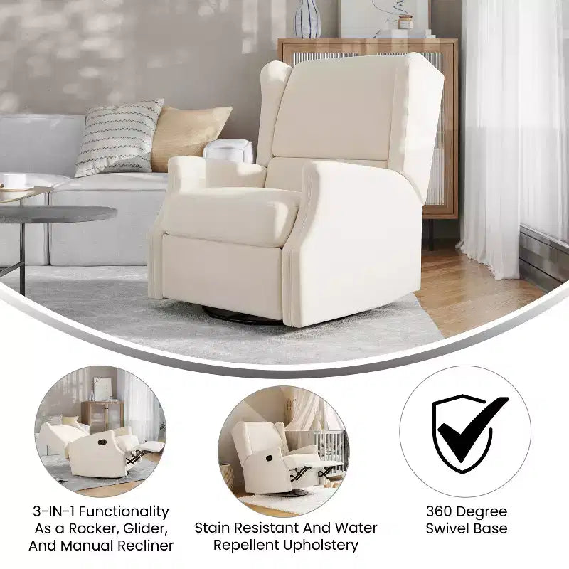 Fauteuil inclinable, pivotant et à bascule avec rotation à 360 degrés