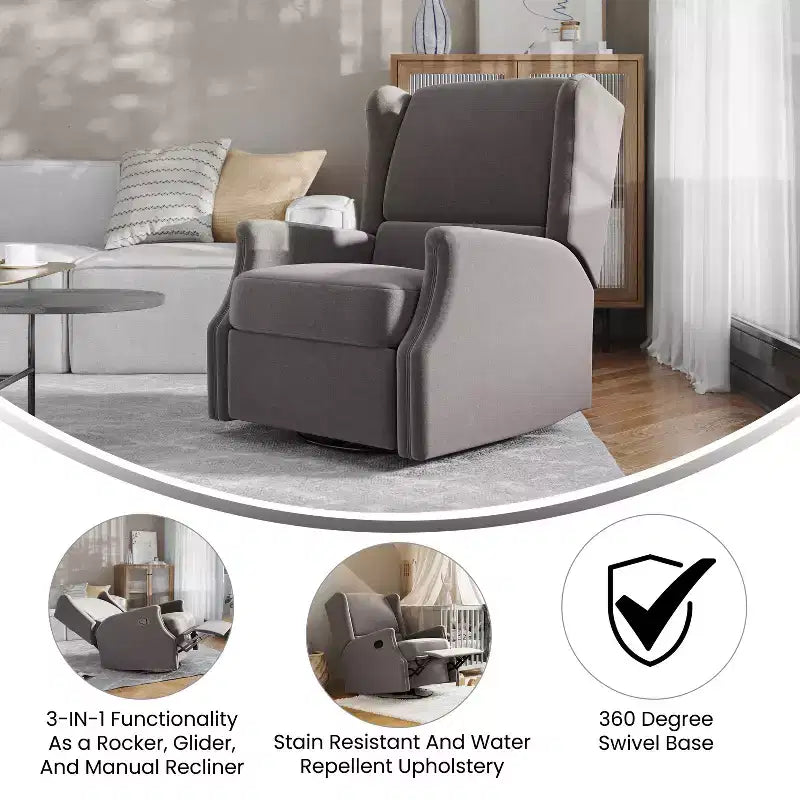 Fauteuil inclinable, pivotant et à bascule avec rotation à 360 degrés