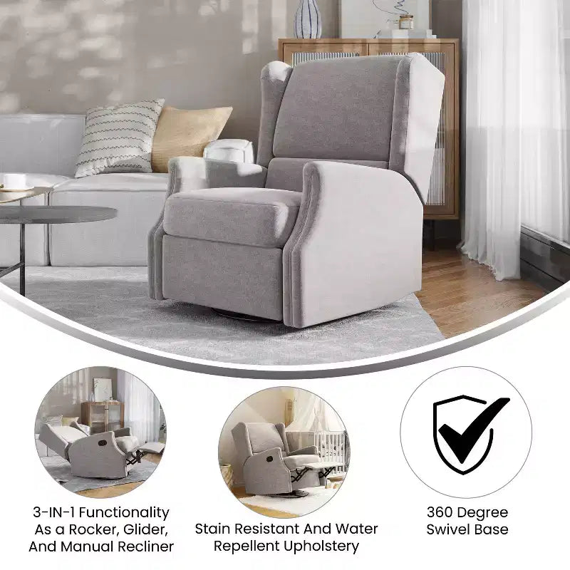 Fauteuil inclinable, pivotant et à bascule avec rotation à 360 degrés